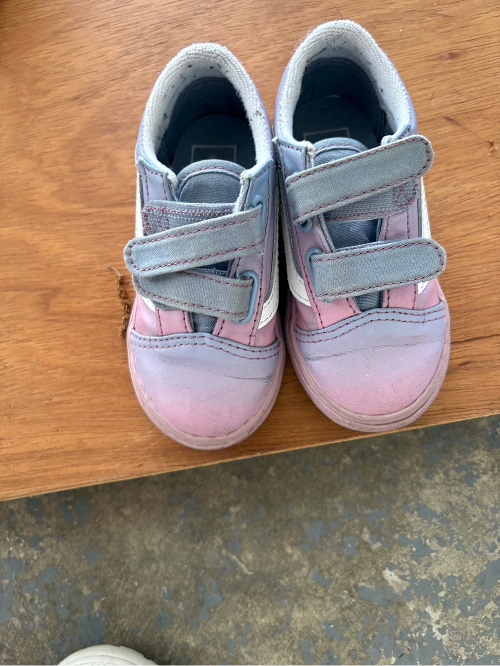 Kids Velcro Casual Sneakers in Pink and Light Blue- Vans